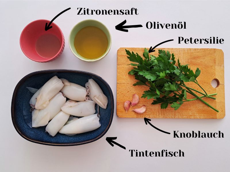 Zutaten für gegrillter Tintenfisch